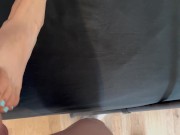 Footjob makes him cum BUCKETS on my blue pastel toes! 4/16