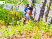 bike trail blowjob outside public caught cosplay skirt woods