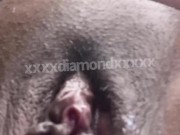 CLOSE UP EBONY PUSSY FUCKING DILDO 2/16