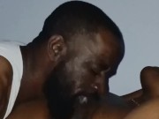 LAID HER ON HER BACK JUST SO GORILLA PUNCHER CAN LOVE ON HER CHOCOLATE SOFT SAGGY TITTIES!!!!!!!!! 7/16