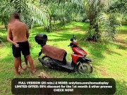 Wild Girlfriend Fuck on a Scooter & Wet Squirt in a Jungle During Rain 1/16