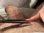 Scissors in her hands. Unconditional trust. My wife helped me get rid of excess hair. 2/16