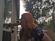 Redhead Hitachis and Deepthroats Outdoors in Public and Tries NOT to get caught