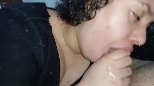 DAMN,WHAT AN INSANE BLOWJOB, this bitch fucks her throat like crazy,bubbling all your spit