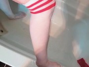 Pissing on her stocking 10/16