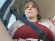 Cute girl in a skirt fingers herself in car! 5/16