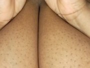 Chubby ebony playing with her clit with rosetoy until she cums quick 4/16