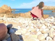 I lick all the cum of sugardaddies cock on a secret beach after our hike 13/16