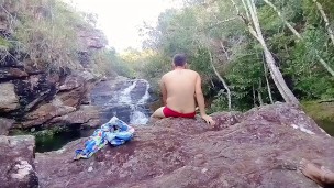 I stroked my cock near the waterfalls of Minas Gerais.