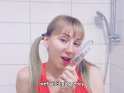 Sweet pussy masturbates with golden rain and cum loudly 2/16