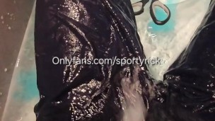 Ripping and cum in slime sport clothes