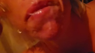 Cum, facial, milf, lips