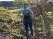 Sex in the woods with busty classmate. Young Russian student takes creampie in pussy 14/16