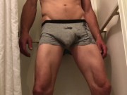 Big cock muscular toys himself in shower - wet boxers and teasing wank off - OnlyFans Deandre Woods 1/16