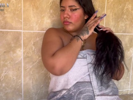 I go to my stepsister's sauna and fuck her hard alone.
