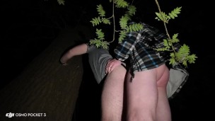 blowjob and fun in the forest at night