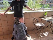 Busty French Girl Sucks My Cock on a Paris Hotel Balcony! 