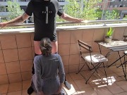 Busty French Girl Sucks My Cock on a Paris Hotel Balcony! 