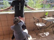 Busty French Girl Sucks My Cock on a Paris Hotel Balcony! 