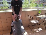 Busty French Girl Sucks My Cock on a Paris Hotel Balcony! 