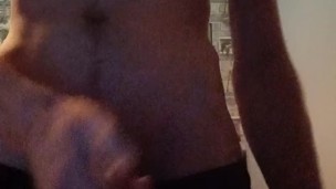 Wanking my big mushroom cock in front of the camera with some moans