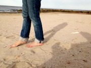 walk on the beach ends with an insertion in the cock, brunette, big ass, busty, big cock, man in und 3/16