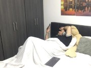 My horny stepdaughter masturbates in front of me and makes a video 1/16