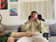 cute roommate distracts me while I game so I throat fuck her / Soft Porn 2/16