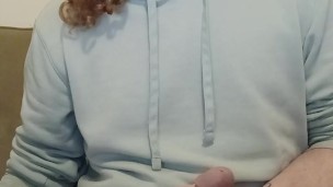 Edging my hard cock moaning softly watching fisting porn