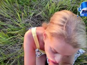 She took off her panties and wanted sex, and I just gave her a dick in her mouth. 3/16