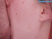 Close up blowjob with juicy cum on long tongue 4/16