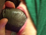 Best close up blowjob swallowing, big fat BBW milf sucking black cock, get loads of cum in her mouth