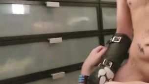 Trans FTM puppy boy takes two bones at once sex machine