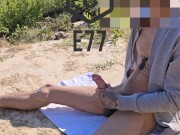 Playing with my big cock on the beach 8/16