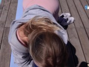 A neighbor spies on morning yoga by the pool and joins me 8/16