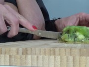 Big saggy tits cooking breakfast 8/16