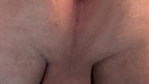 Playing with anal beads in tight ass