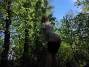 Masturbating my virgin pink pussy in the woods. Public jacking off, orgasm, almost getting caught. 4 1/16