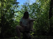 Masturbating my virgin pink pussy in the woods. Public jacking off, orgasm, almost getting caught. 4 12/16