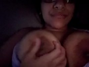 Horny girl loves playing with her tits 12/16
