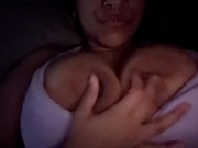 Horny girl loves playing with her tits 3/16