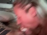 Слюнявый отсос от блондиночки с окончанием в рот! 1/16
