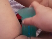 Watching porn videos of my favorite pornstars and masturbating with XXL dildo. My pussy is too small 16/16