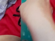 Watching porn videos of my favorite pornstars and masturbating with XXL dildo. My pussy is too small 7/16