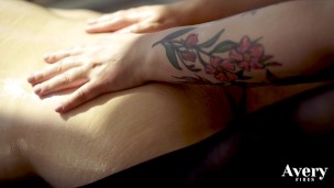 Avery Fires Milking Table sensual oily handjob Erotic Massage with Woody Alyx