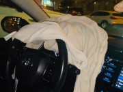 Watching Stepmom Fondle Her Tits in the Car