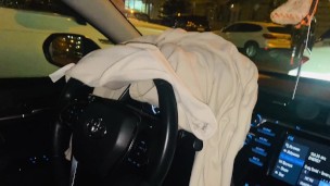 Watching my stepmom fondle her tits in the car