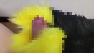 japanese chubby Masturbation with fluffy hands