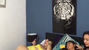 three friends fuck and make a video
