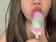 Asian Girl Sucking Ice Cream ASMR 1/16